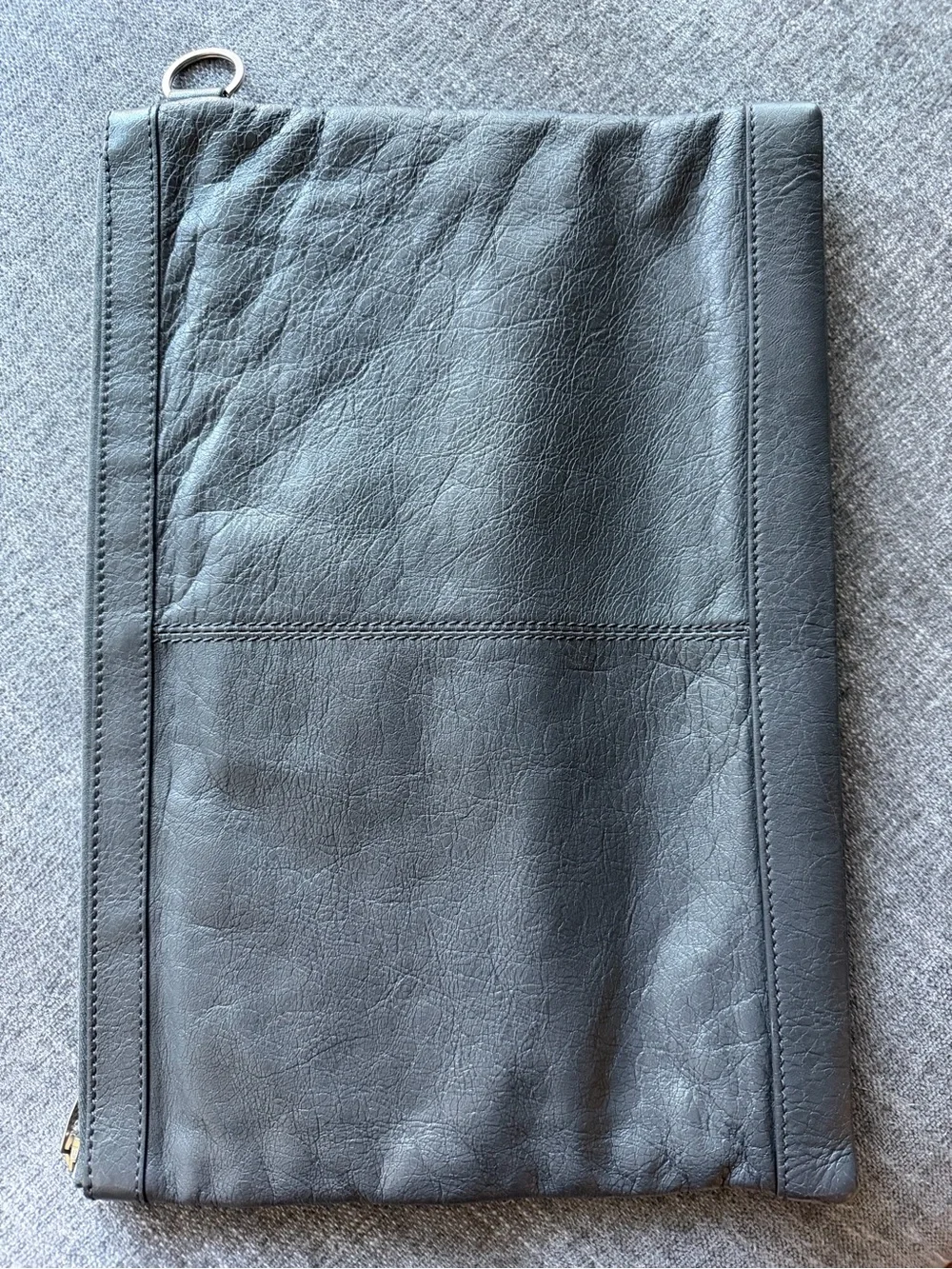 Balenciaga Gray Leather Zip Clutch